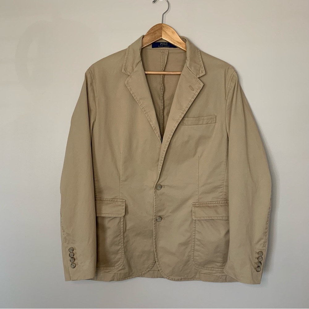 Men’s Polo Ralph Lauren Blazer Sport Coat Khaki Size XL Classic Business Casual